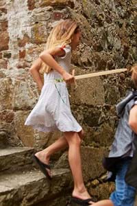 two children playing at castle cornet in guernsey